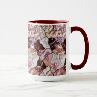 Caneca de Mármore Rosa Veio Dourado Xícara de Café