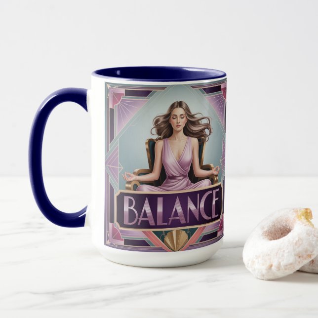 Caneca de Meditação Equilíbrio Art Déco (Com Donut)