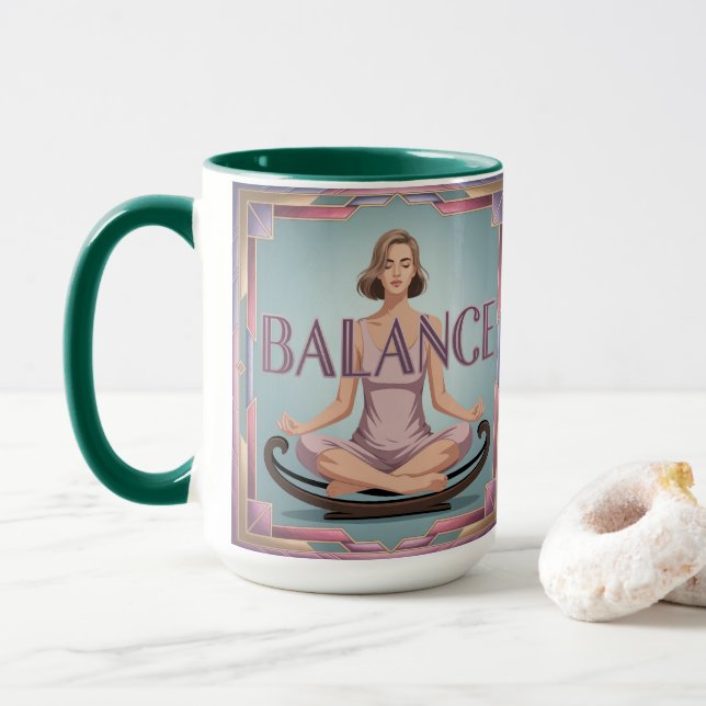 Caneca de Meditação Geométrica de Afirmação de Equ (Com Donut)