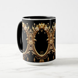 Caneca de Moldura Ornamentada Floral Dourada