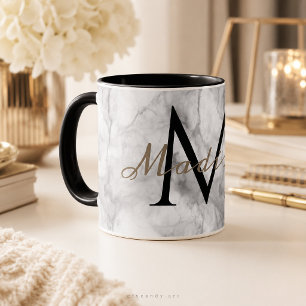 Caneca de Monograma com Nome Personalizado em Márm