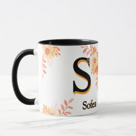 Caneca de Monograma de Outono Personalizada - Nome