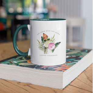 Caneca de Monograma   Dinossauro de Aquarela Fofo 