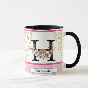 Caneca de Monograma Floral - Carta H Presente Pers