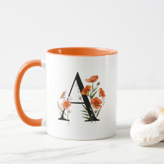 Caneca de Monograma Floral Personalizada