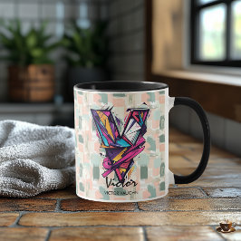 Caneca de Monograma Geométrico Dinâmico - V de Vic