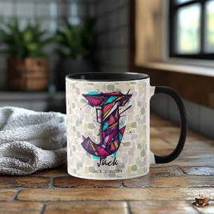 Caneca de Monograma Geométrico Marcante - J para J