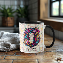 Caneca de Monograma Geométrico Vibrante - O para O