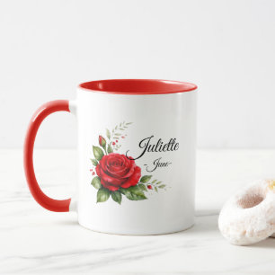 Caneca de Monograma Rosa Vermelha – Flor de Nascim