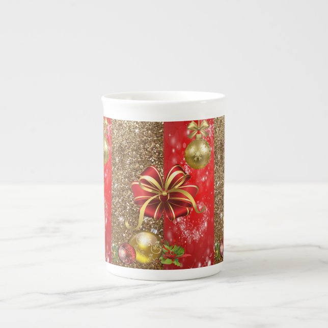 Caneca de Natal, Arco Dourado Vermelho (Frente)