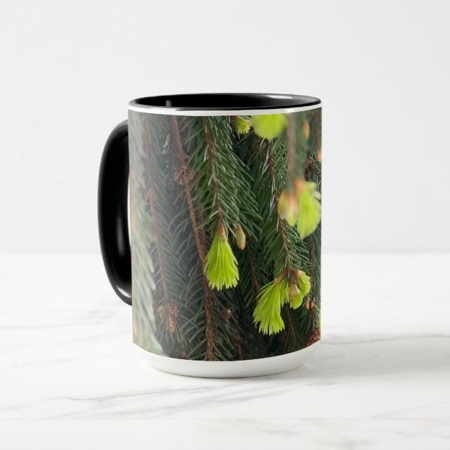 Caneca de Natal Árvore de Pinheiro Evergreen Féria (Frente Esquerda)
