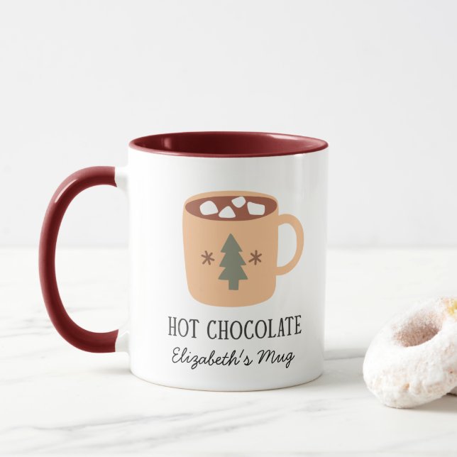 Caneca de Natal Boho de Chocolate Quente (Com Donut)