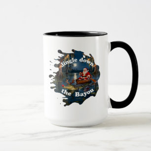 Caneca de Natal Cajun com Papai Noel e Jacaré em C