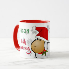 Caneca de Natal Cartoon Santa Ovelha Bah Humbug