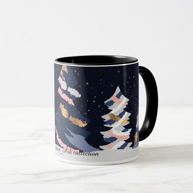 Caneca de Natal Céu Escuro (Frente Esquerda)