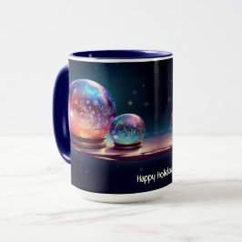 Caneca de Natal com Bolas de Neve de Cristal