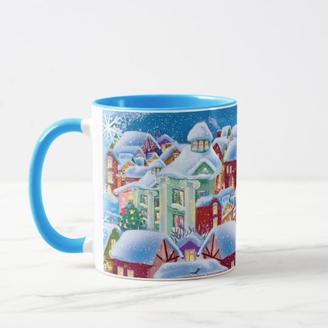 caneca de natal com casas cobertas de neve (Esquerda)