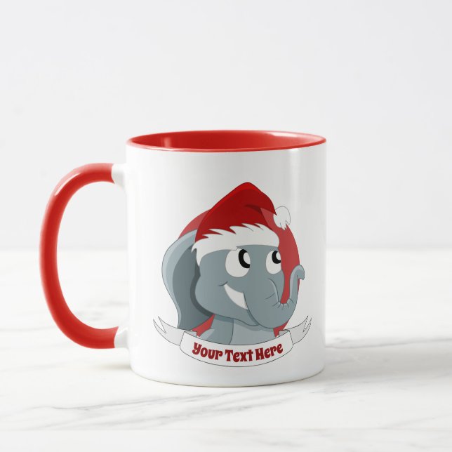 Caneca de Natal com elefante de desenho animado fo (Esquerda)