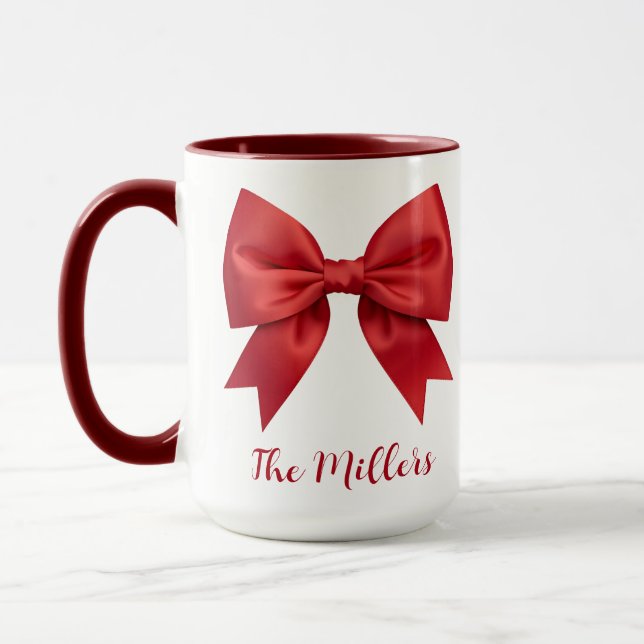 Caneca de Natal com Fotos Personalizadas e Laço Ve (Esquerda)