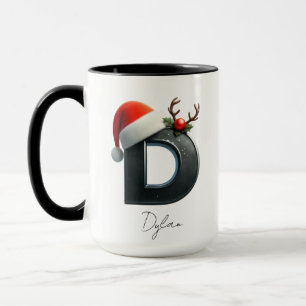 Caneca de Natal com Letra D Nome Personalizado d