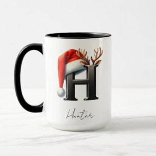 Caneca de Natal com Letra H Xícara Personalizada