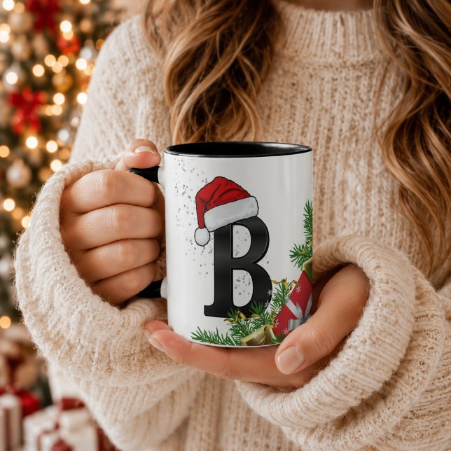 Caneca de Natal com Monograma Personalizado (Criador carregado)