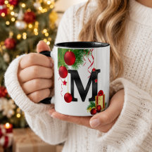 Caneca de Natal com Monograma Personalizado