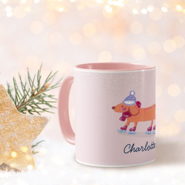 Caneca de Natal com Nome de Cachorro Dachshund Fof (Criador carregado)