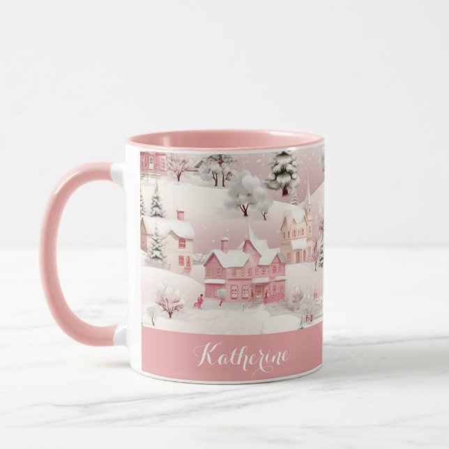 Caneca de Natal da Aldeia Rosa do Inverno Capricho (Esquerda)