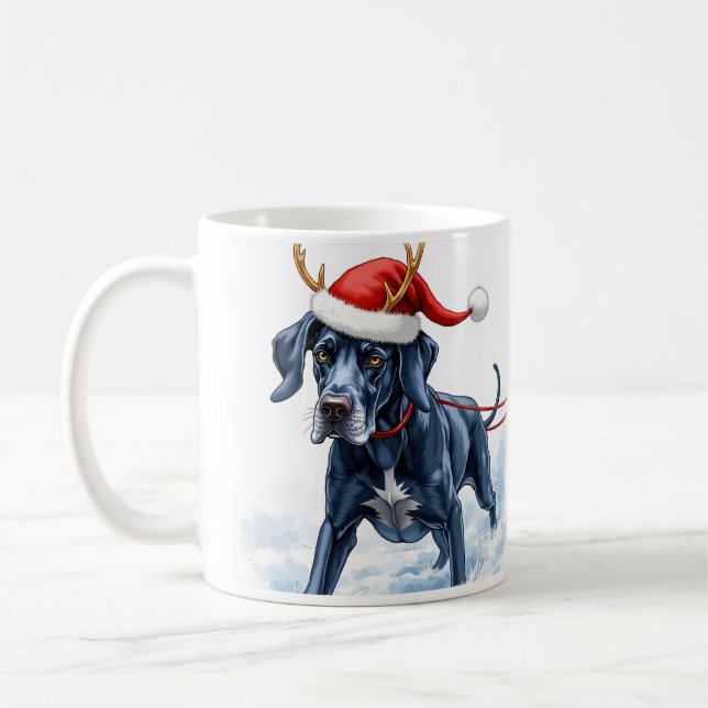 Caneca de Natal de Café Dogue Alemão Bonito (Esquerda)