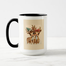 Caneca de Natal de Casal de Rena Fofa | Presente d