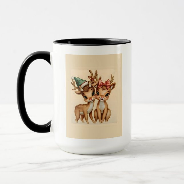 Caneca de Natal de Casal de Rena Fofa | Presente d (Esquerda)