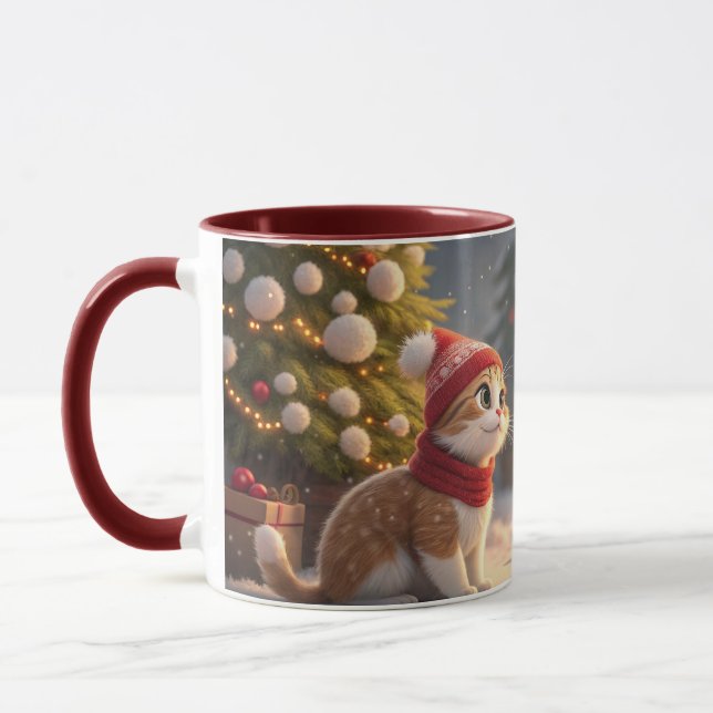 caneca de natal de gato fofo (Esquerda)