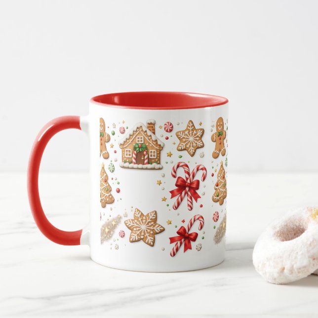 Caneca de Natal de Pão de Mel (Com Donut)