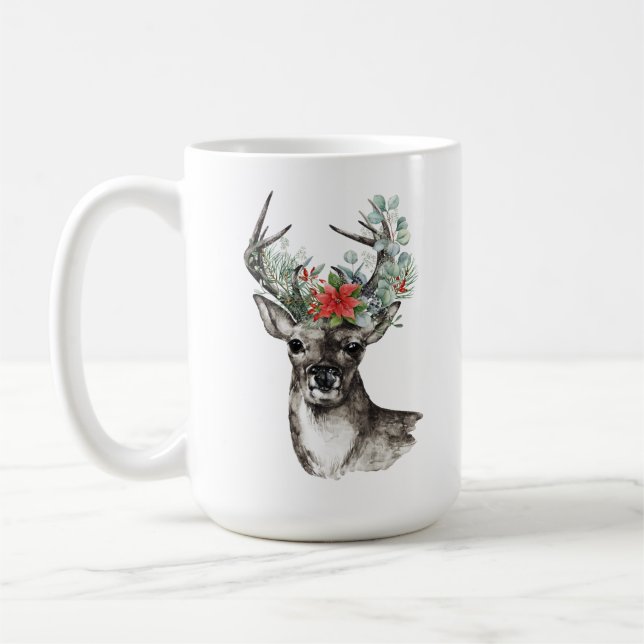 Caneca de Natal de Reindeer personalizada (Esquerda)