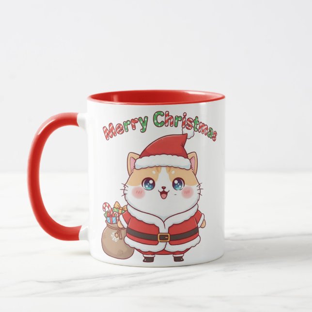 Caneca de Natal do Gato Kawaii Presente para Amant (Esquerda)