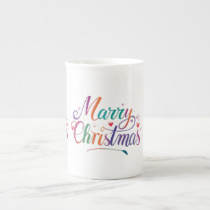 Caneca de Natal em Porcelana Fina "Feliz Natal"