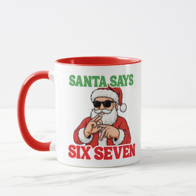 Caneca de Natal engraçada 67 Meme Papai Noel diz S (Esquerda)