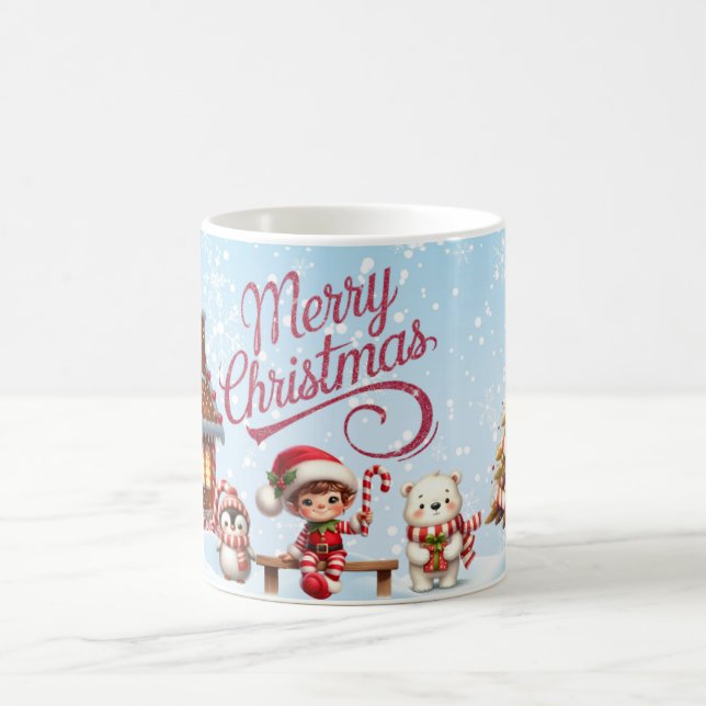 Caneca de Natal Festiva I Elf, Pinguim e Urso Pola (Centro)
