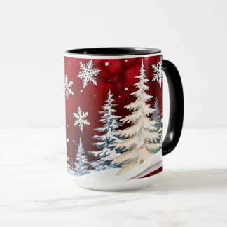 Caneca de Natal Floresta de Inverno Floco de Neve