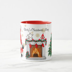Caneca de Natal - Gnome e árvore de Natal. Editáve