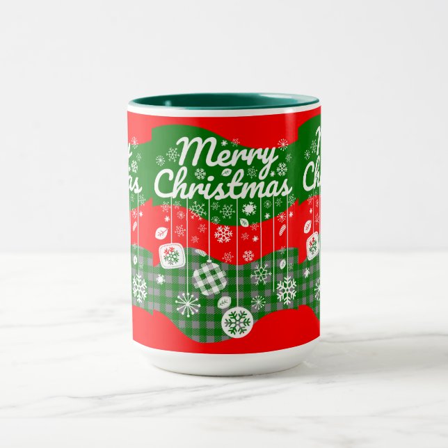 Caneca de Natal – Ornamentos Brancos & Feliz Natal (Centro)