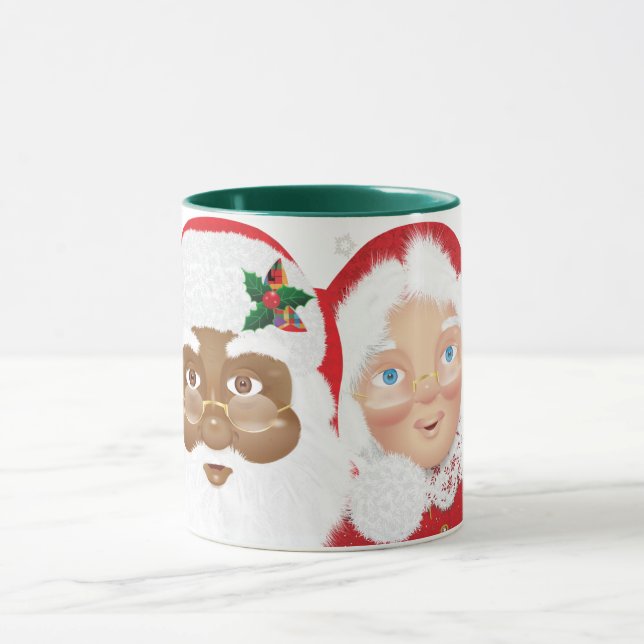 Caneca de Natal Papai Noel e Sra. Claus Afro-Ameri (Centro)