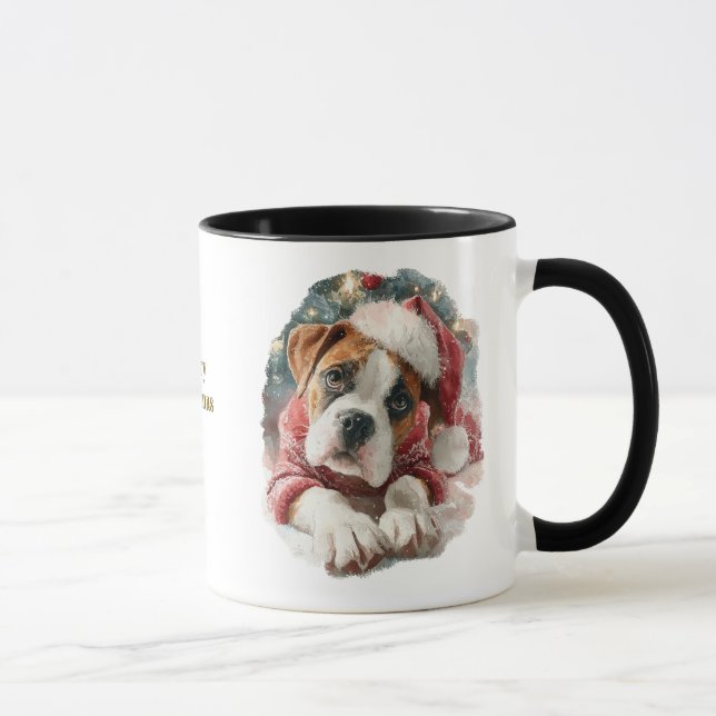 Caneca de Natal para Amantes de Cães/Boxer (Direita)