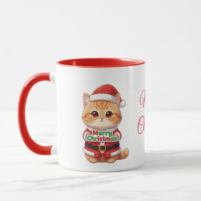 Caneca de Natal para Amantes de Gatos (Esquerda)