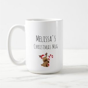 Caneca de Natal Personalizada, Cartoon de Reindeer