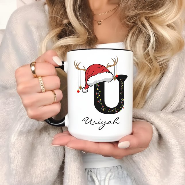 Caneca de Natal Personalizada para Mamãe, Vovó ou  (monogram coffee mug, holiday monogram mug, personalized family mug, custom Christmas gift for women,)