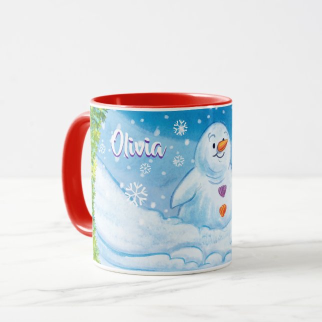 Caneca de Natal, PingPing Penguin e Snowman. (Frente Esquerda)