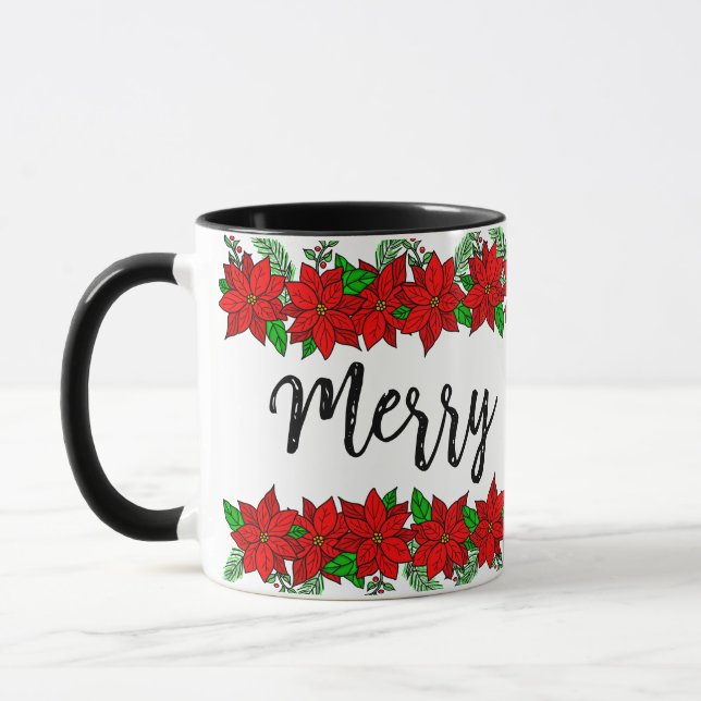 Caneca de Natal | Pinheiro e Berries Felizes e bri (Esquerda)