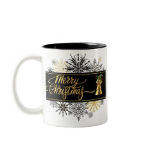 Caneca de Natal Preta e Dourada